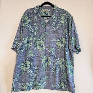 Tommy Bahama Silk Hawaiian shirt sz XXL rare print floral pineapple fish